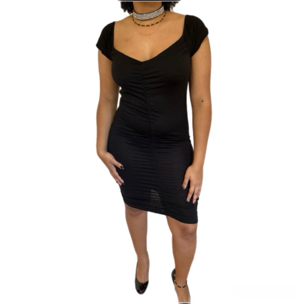 AMBIANCE APPAREL BLACK STRETCH DRESS… Sz S